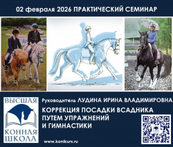 Приглашаем 02 февраля на практический семинар: "КОРРЕКЦИЯ ПОСАДКИ ВСАДНИКА ПУТЕМ УПРАЖНЕНИЙ И ГИМНАСТИКИ"